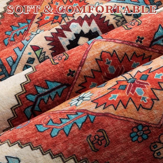 SERISSA Area Rug 3x5 Boho Orange Rugs - Image 4
