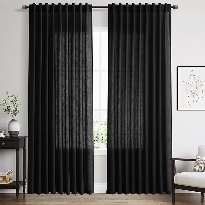 Nanspring Linen Curtains 84 inches Long by Nanspring