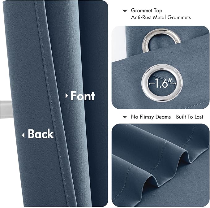 MIULEE Stone Blue Blackout Curtains - Image 4