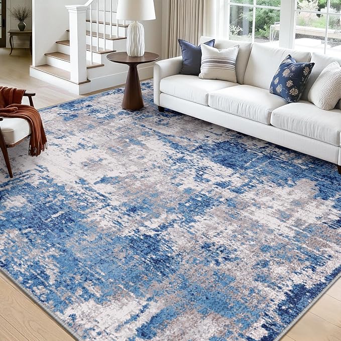 Washable Area Rugs Square 10ft Non-Slip Modern Abstract Soft by RELEANY