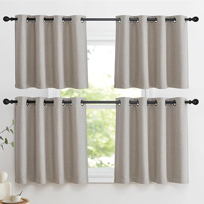 NICETOWN Thick Living Room Valances 24 inches Long, Farmhouse Grommet Faux - Image 7