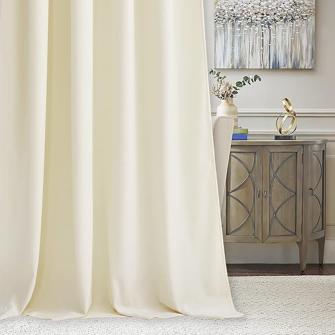 RYB HOME Ivory White Velvet Curtains 63 inches - Image 4