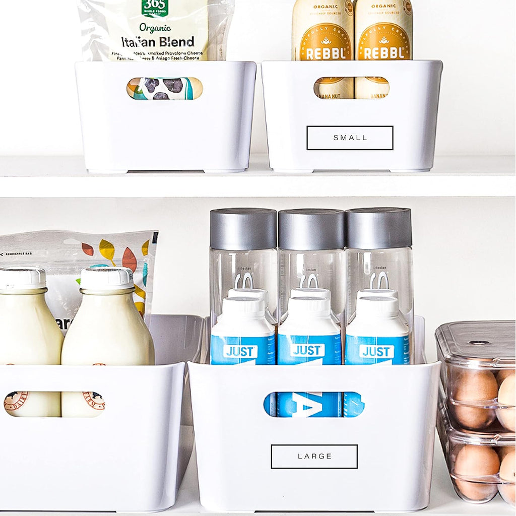 BINO | Plastic Storage Bins, Large - 2 Pack, White | THE SOHO COLLECTION | Pantry Organizers and Storage Containers Fridge Organizer Bins Kitchen Cabinet Organizer Medicine Cabinet Bin