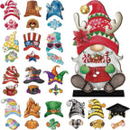 Blulu 34 Pcs Interchangeable Wooden Gnome Sign, Retro Watercolor