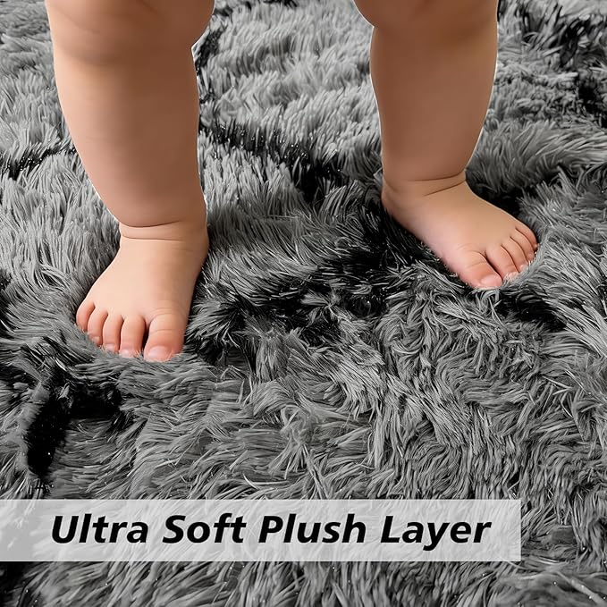Shag Area Rug for Bedroom 5x8, Fluffy Area Rugs for Living Room, Geometric Soft - Image 3