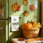 Fall Kitchen Towels Set of 4, Pumpkin Buffalo Plaid Home Decor