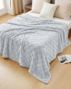 Utopia Bedding Cool Grey Checkered Fleece King Blanket - Image 5