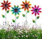 Metal Sunflower Wall Decor with Butterfly 3D Colorful Outdoor Wall Art