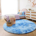 Amdrebio Tie-Dyed Light Blue Round Circle Rug 4Ft - Image 7