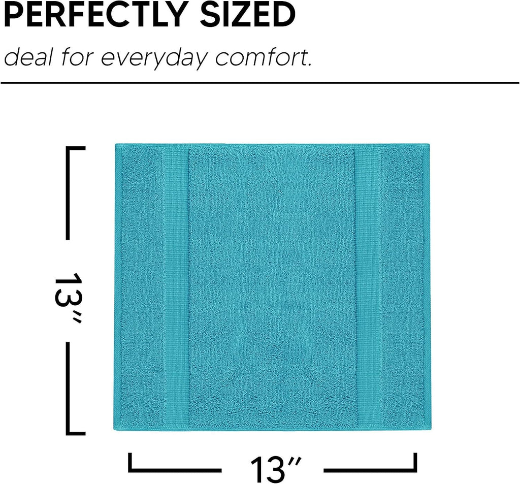 Chakir Turkish Linens 100% Cotton 4-Pack Washcloths 13x13, Aqua
