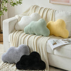 Cloud Pillows, Decorative Throw Pillow with Soft Plush for Couch Bed, Cloud Shaped Pillow Room Decor with Fluffy Faux Rabbit Fur for Living Room Bedroom (White, 11.8x18.5 Inches)