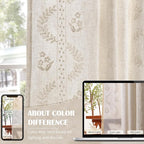 jinchan Belrose Lined Linen Blend Curtains Boho Floral Curtains - Image 8