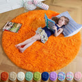 Amdrebio Orange Round Circle Rug 5Ft by Amdrebio