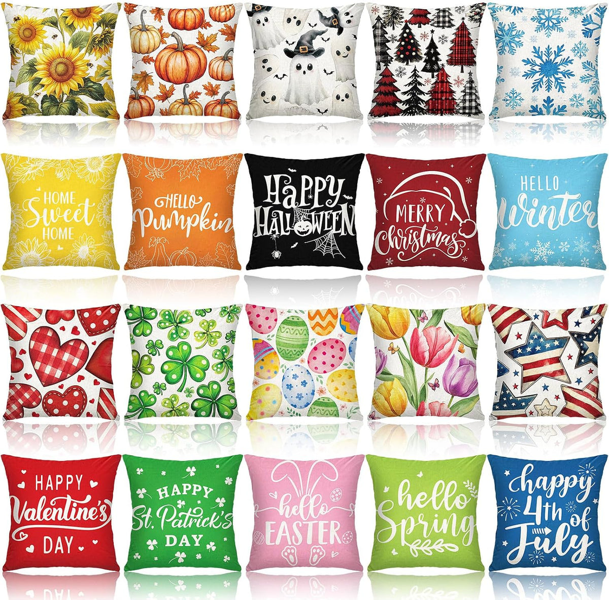Mindsoft 20 Pcs Holiday Pillow Covers 18x18, Fall Christmas Throw Cover