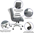 Flash Furniture Mid-Back LeatherSoft Executive Office Chair, Gray/Chrome