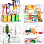 Nicunom 2 Pack Stackable Plastic Storage Bins Open Front, Clear Pantry Organizer Bin Household Food Storage Bin for Kitchen Countertops Cabinet Shelf