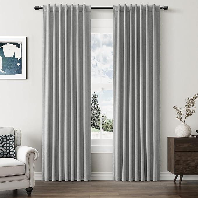 Guken 100% Blackout Linen Curtains 80 Inch Length 2 Panels Set by Guken