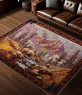 YIHOUSE Rustic Cabin Area Rug for Bedroom 4x6, Machine Washable Forest Bear Rug by YIHOUSE