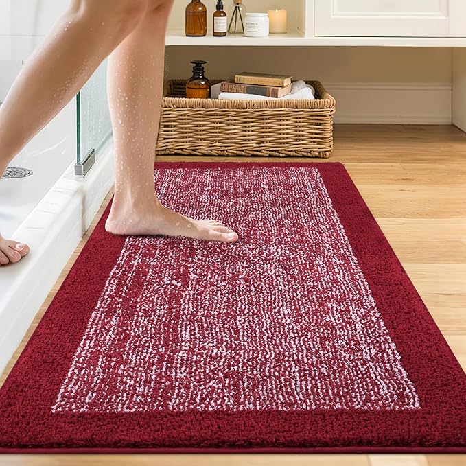 48x24 Long Bathroom Rugs Washable Non Slip, Soft Absorbent Quick Dry Mats - Image 2