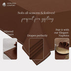 Brown Cotton Tablecloth, Table Cover 60x84 Inch, Fits 6-8 Seats, Soft, Durable, Washable, Wrinkle Resistant, Rectangle Table Cloth for Dining, Holiday Gatherings, Dinner, Weddings