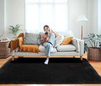 ONASAR Black Area Rugs for Bedroom Living Room, Fluffy Fuzzy Shaggy 4x6 Bedside - Image 8