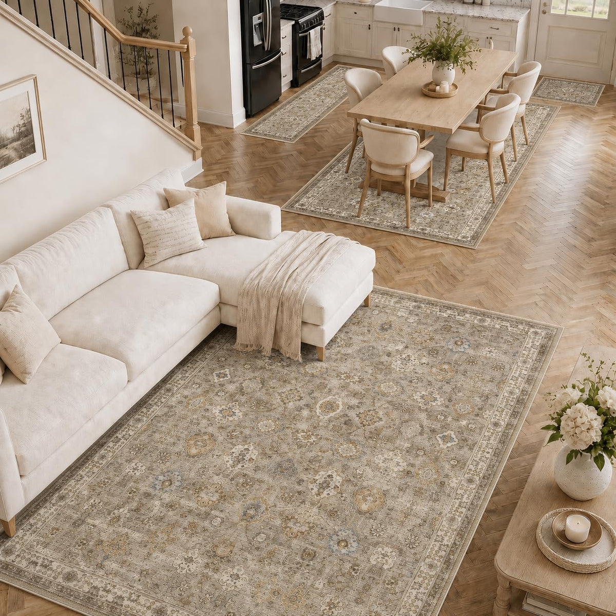 8x10 Area Rug Vintage Washable Rugs for Living Room Bedroom Nursery