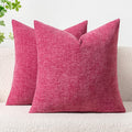 MIULEE Pack of 2 Couch Throw Pillow Covers 18x18 Inch Soft Hot Pink Chenille by MIULEE