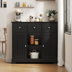 ChooChoo 35.4" Coffee Bar Cabinet with 3 Drawers and 2 Doors, Black