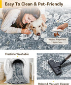 RELEANY Area Rugs 3'x5' Washable Non-Slip, Floral Vintage Distress Print - Image 6