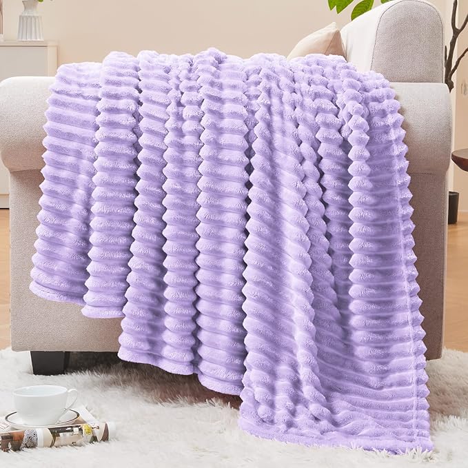 BEDELITE Fleece Throw Blanket for Couch – 3D Ribbed Jacquard Soft and Warm by BEDELITE