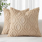 decorUhome Throw Pillow Covers 18x18 Inch Set of 2, Soft Plush Faux Wool Light by decorUhome