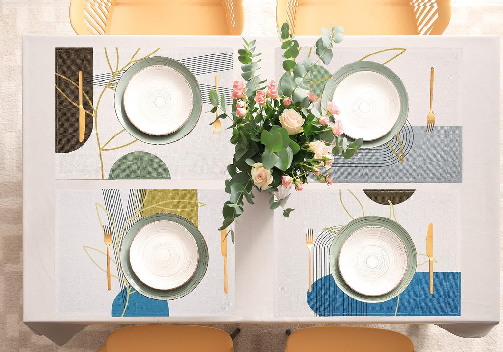Mid Century Modern Table Placemats Set of 8 Decorative Boho Place Mats