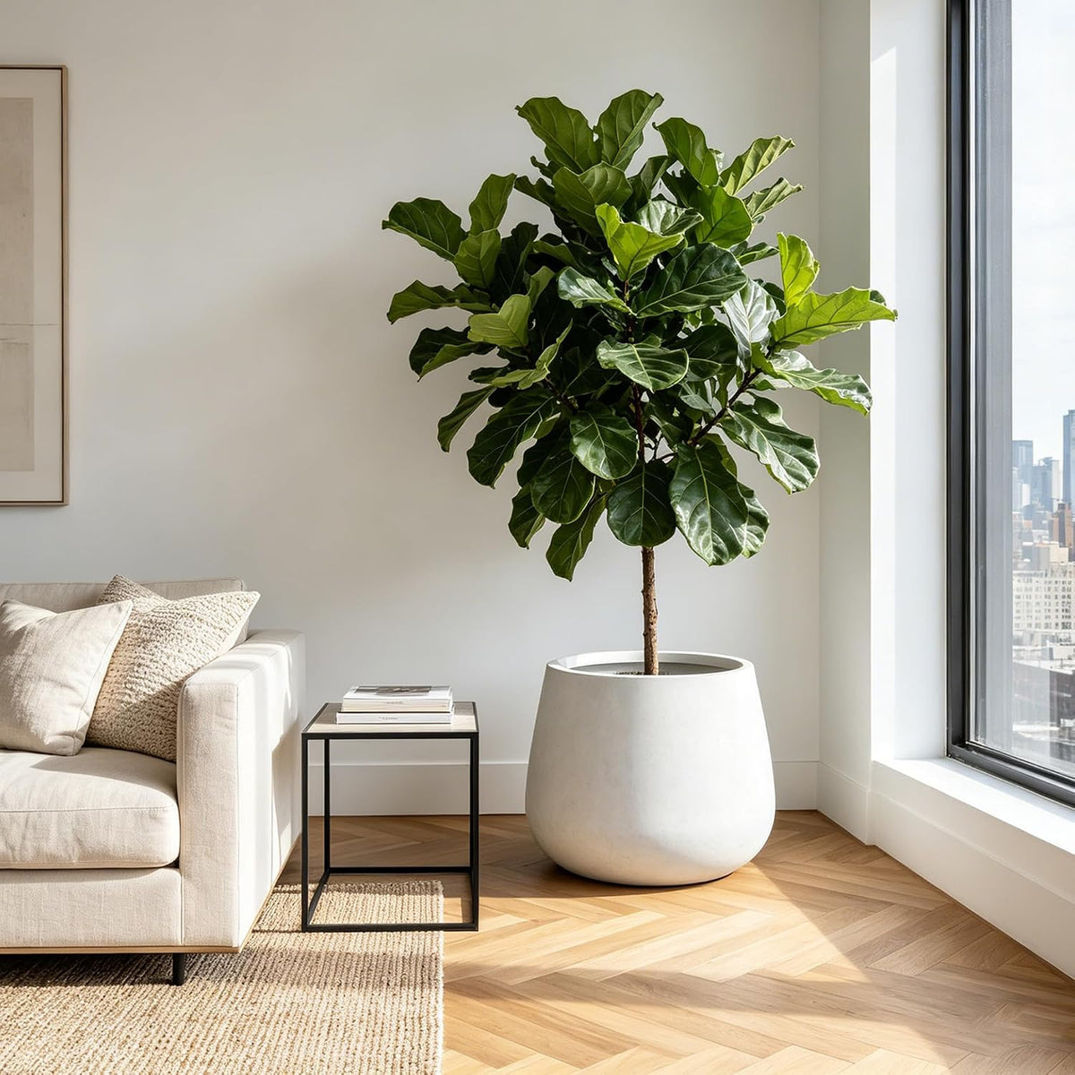 Kante Modern Home Minimalist 18.1" Dia Snow White Concrete Curved Planter