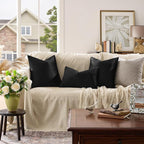GIGIZAZA Black Velvet Pillow Covers 20x20, Decorative Square Throw Pillows - Image 2