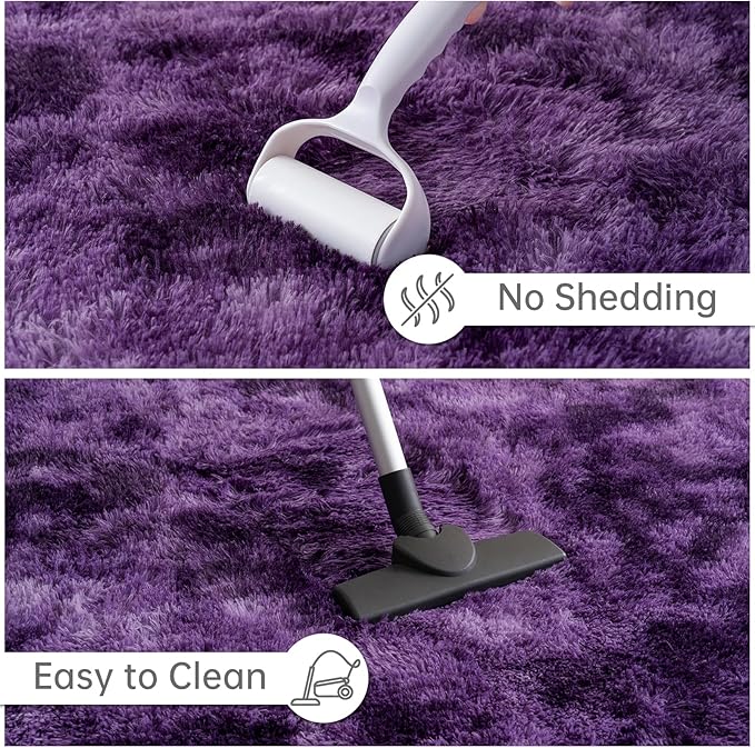 Goideal Fluffy Rug for Bedroom Living Room, 5x7 Purple Area Rugs, Faux Fur Shag - Image 7