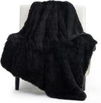 Bedsure GentleSoft Fuzzy Sherpa Faux Fur Twin Blanket Black Cozy Gifts by BEDSURE