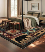 YIHOUSE Rustic Cabin Area Rug 8x10, Machine Washable Lodge Bear Rug, Non-Slip - Image 3
