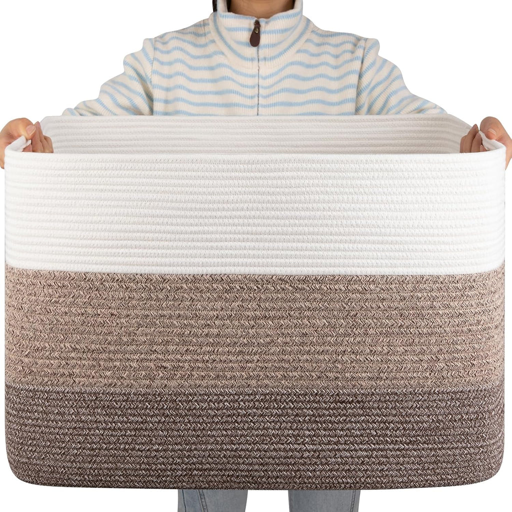 OIAHOMY 108L Extra Large Blanket Basket Dog Toy Basket Gradient Brown