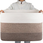 OIAHOMY 108L Extra Large Blanket Basket Dog Toy Basket Gradient Brown