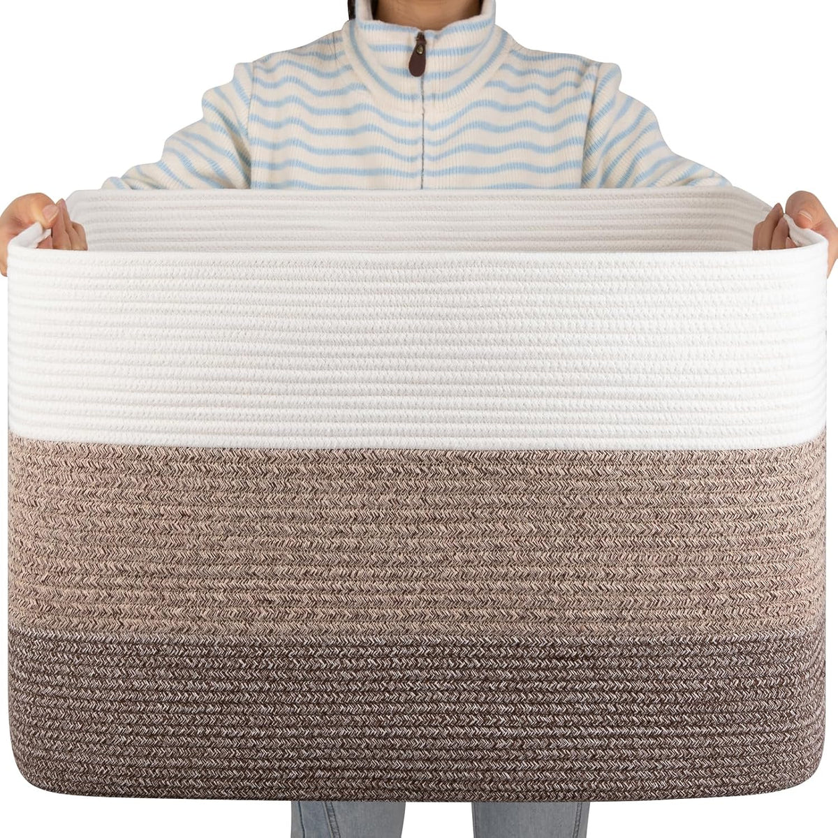 OIAHOMY 108L Extra Large Blanket Basket Dog Toy Basket Gradient Brown