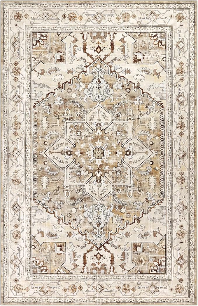 Yamaziot Area Rug 8x10, Non-Slip Washable Boho Vintage Living Room Bedroom Rug - Image 2