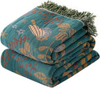 MSGKV Boho Throw Blanket 100% Cotton Blankets by MSGKVHomeTextiles