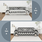MYSKY HOME Sectional Couch Cover Black Boho Geometric Sofa Covers - Image 3