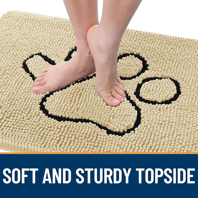 OLANLY Dog Door Mat for Muddy Paws 36x24, Paw Print Design, Absorbs Moisture - Image 4