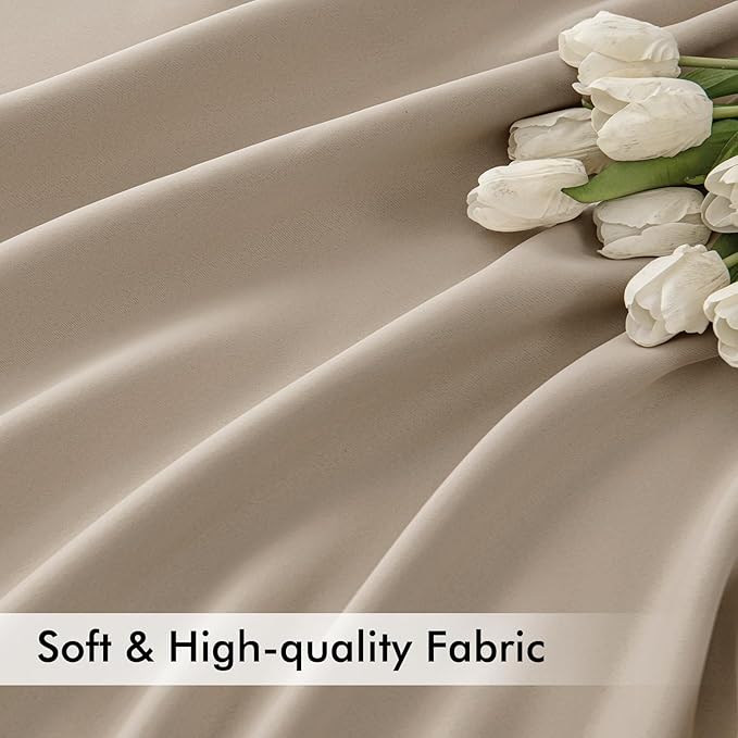 MIULEE Taupe Back Tab Blackout Curtains 63 Inch Length 2 Panels Set - Image 6