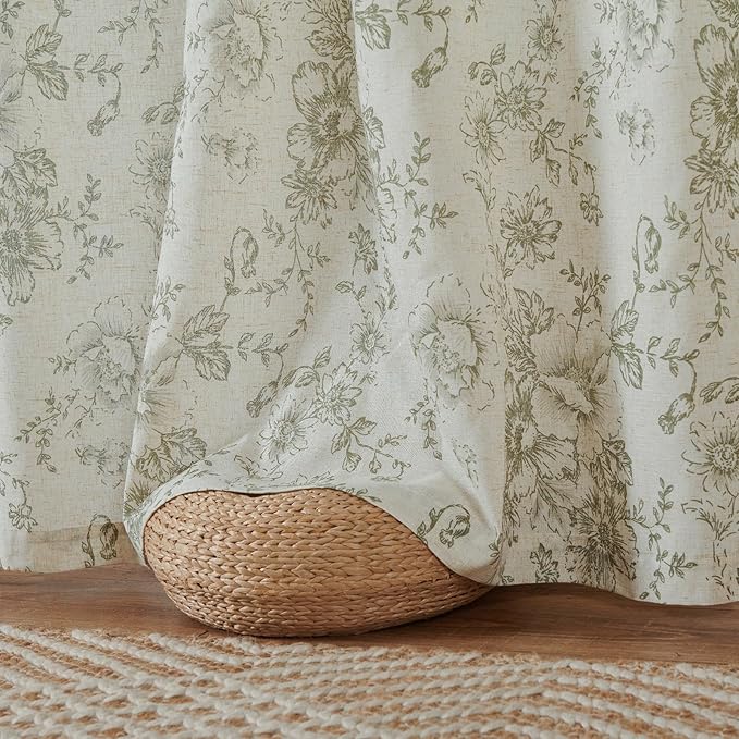 jinchan Linen Blend Floral Curtains - Image 8