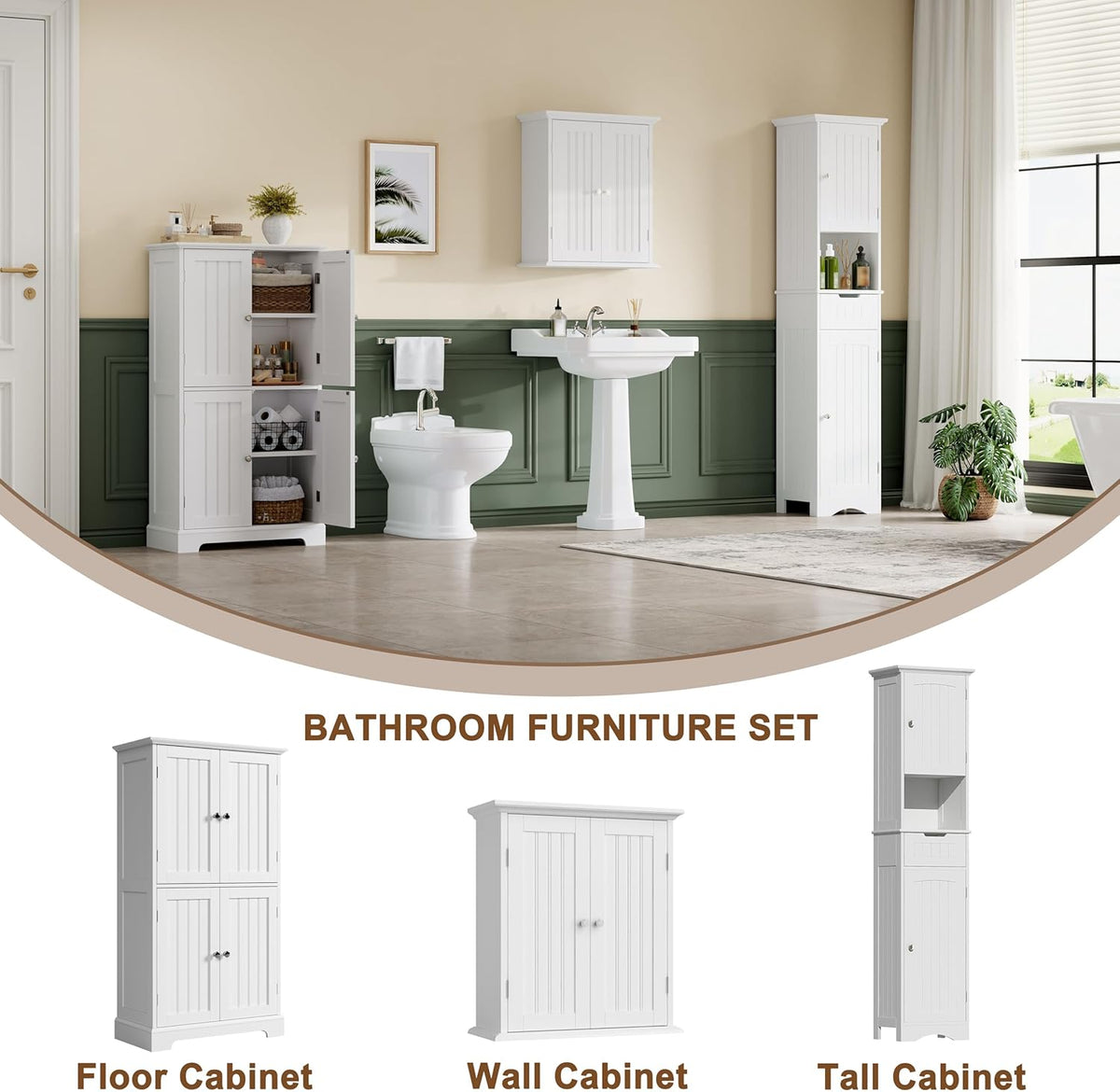 ChooChoo Bathroom Floor Cabinet with Adjustable Shelves