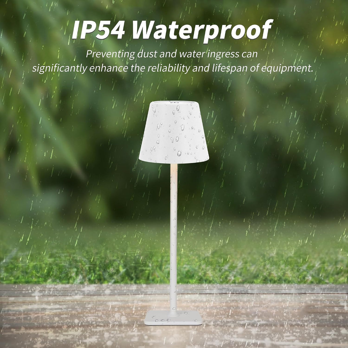 Mr. White Outdoor Waterproof Cordless Wireless Rechargeable Portable Top Touch Battery Operated Powered LED Table Lamp Desk Lamp Lights for Restaurant Kitchen Patio Dinner Dining (White)