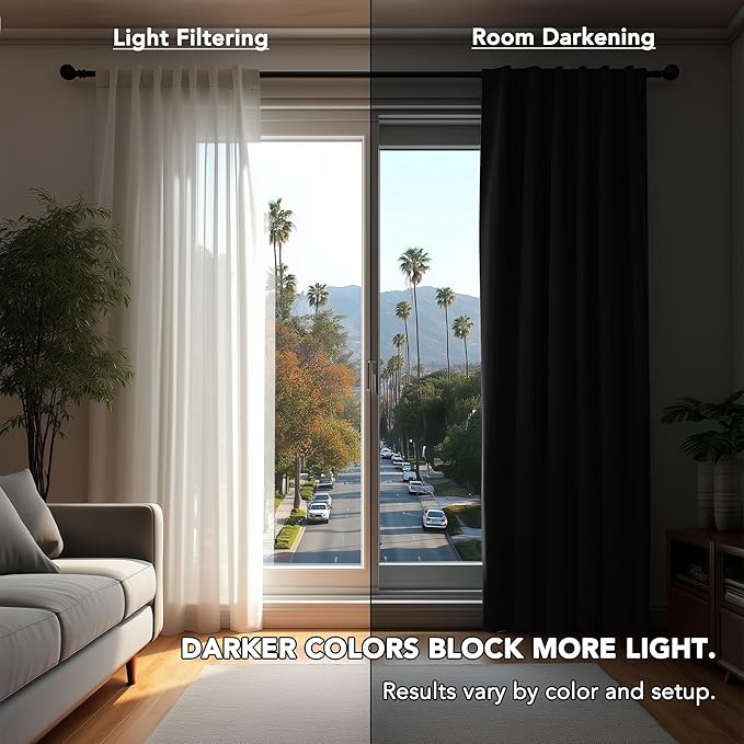 Deconovo Blackout Curtains, Thermal Insulated, W70 x L95 2 Panels, Back Tab - Image 3
