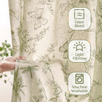 jinchan Floral Curtains Lined Linen Blend Curtain - Image 3